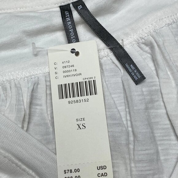 NEW ANTHROPOLOGIE Babydoll Swing Top – Size XS – Ivory Ruffle Smocked Shirt - Picture 3 of 7